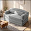 Canapé pliable à deux places en velours côtelé avec coussin moelleux-1697889404