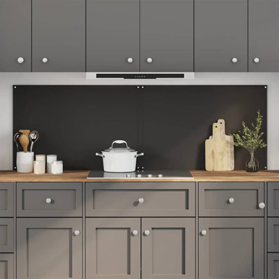 Vidaxl Kitchen Backsplash 2 Pcs Black 35.43 X 23.62 In Tempered Glass