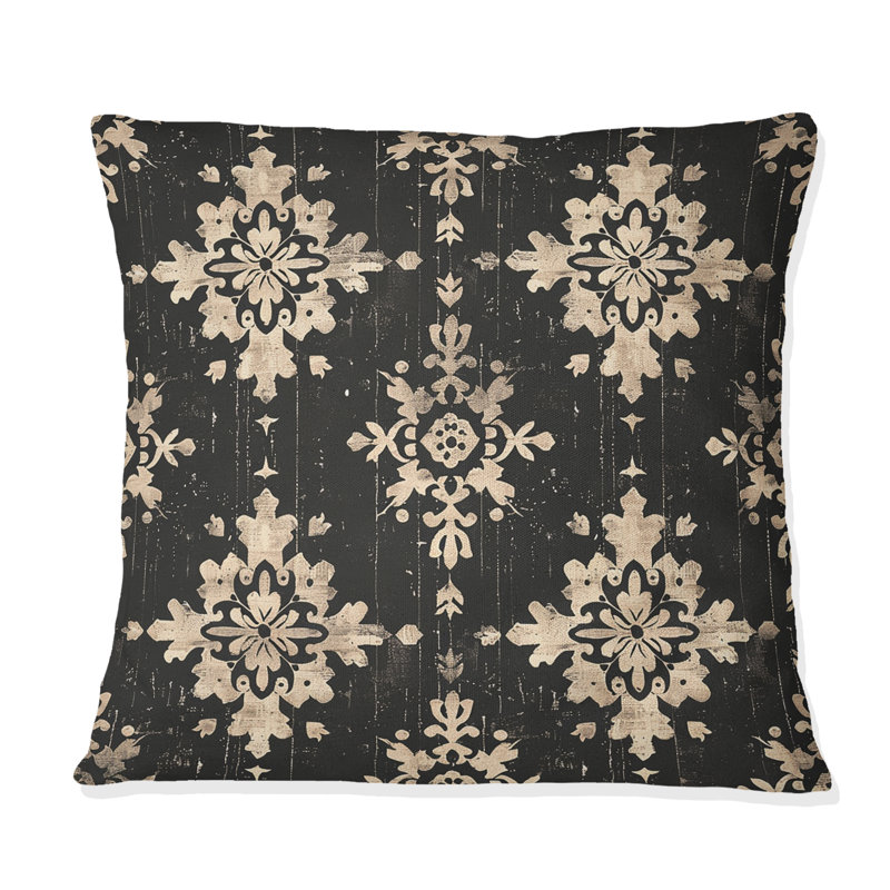 Black Rustic Elegance I - Coussin Country, Carrée, H 18 po x l 18 po