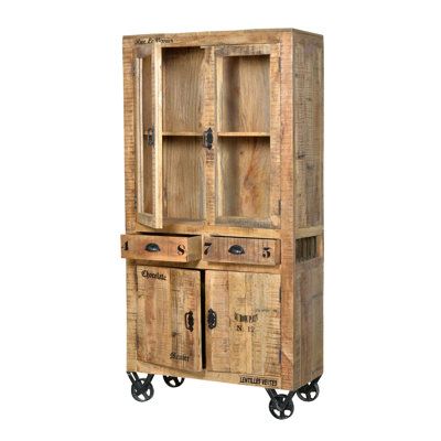 Kym Solid Wood 90 cm W Display Cabinet