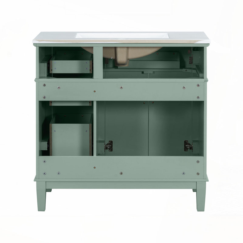 Meuble-lavabo 36 po avec lavabo en céramique, Vert