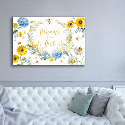 'Bees And Blooms Flowers 1'  by Danhui Nai Canvas Wall Art
