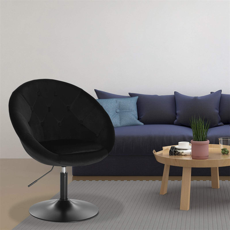 Princeton Velvet Swivel Accent Chair, Black, Black