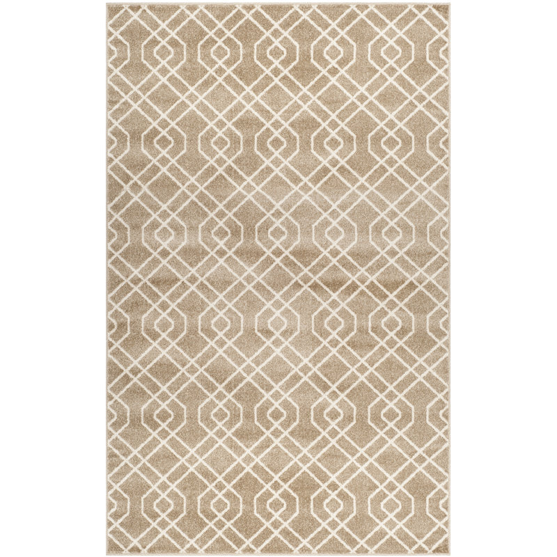 Tapis géométrique blanc / beige Thornbury, Rectangle 4 pi x 6 pi