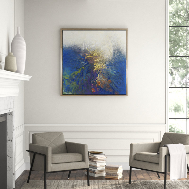 Dispersion Blue Painting, 48" H x 48" W, Silver Framed