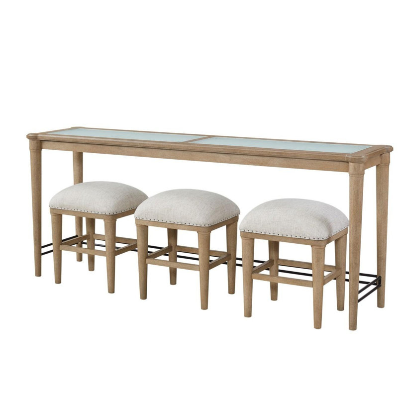 Frosted Glass Console Table With 3 Stools