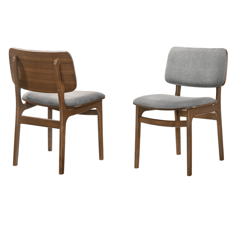 Shenika Mid-century Armless Dining Chairs in Gray Upholstery and Wood Finish, Brown/Gray