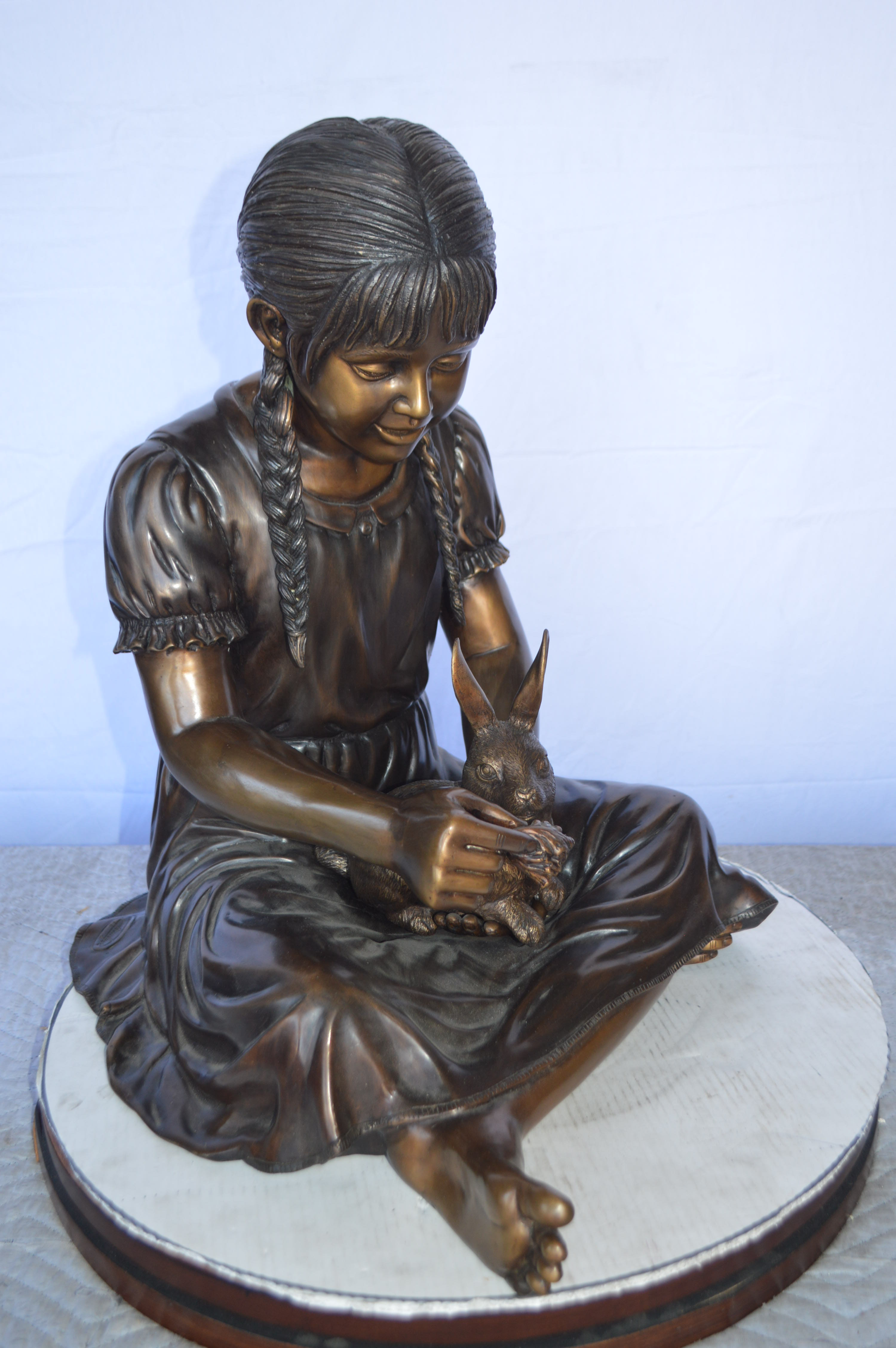 Rosalind Wheeler Romy Sandra Sitting With Her Rabbit Bronze Statue ...