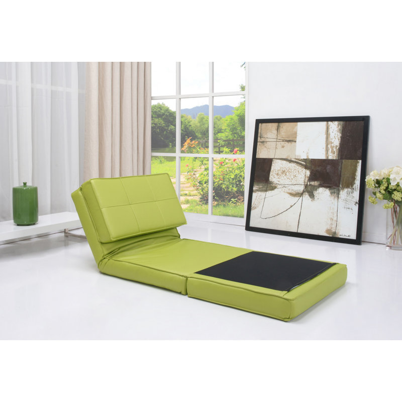 Avita 29.1'' Upholstered Convertible Chair, Green Faux Leather