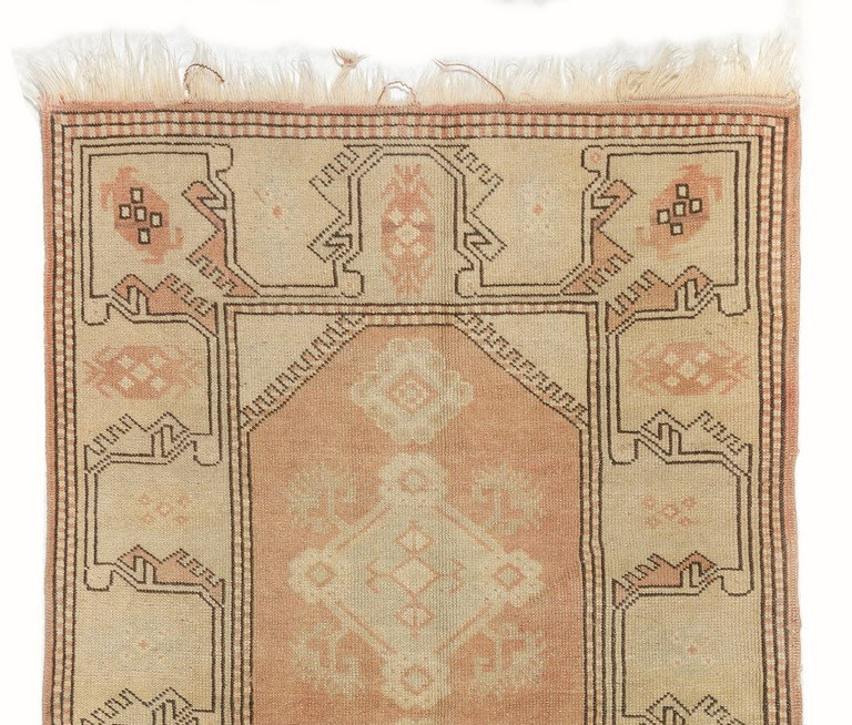 Tapis turc rétro Oushak aux couleurs douces pour la maison et le bureau