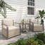 Ensemble de 3 chaises de conversation en rotin tissé pour l'extérieur de style pastoral, deux chaises simples et une table basse double couche-1633362663