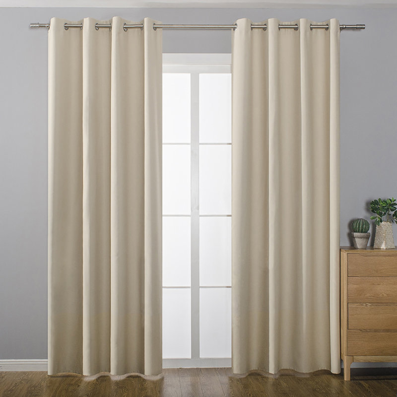 Casselli Solid Color Blackout Thermal Grommet Curtain Pair, 52" W x 84" L, Beige