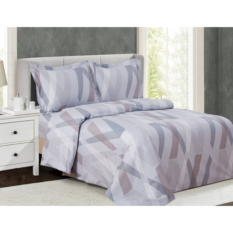 French Pleasant Gray Cotton Percale Percale French Pleasant Grey Duvet Cover