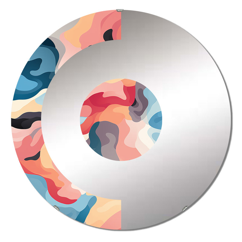 Miroir mural tendance en demi-cercle rose Camo, 23,6 po x 23,6 po