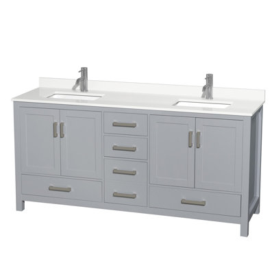 Sheffield 72" Freestanding Double Bathroom Vanity with Quartz Top