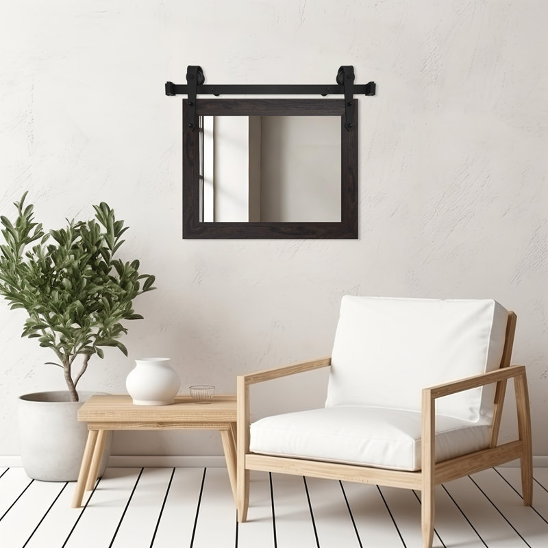 Ventanas Flat Wall Mirror, Dark Brown, 33" x 42"