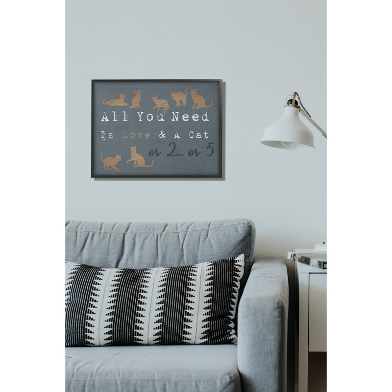 «Love and Many Cats Slate Blue Funny», reproduction d'art graphique, H 11 po x l 14 po x P 1,5 po