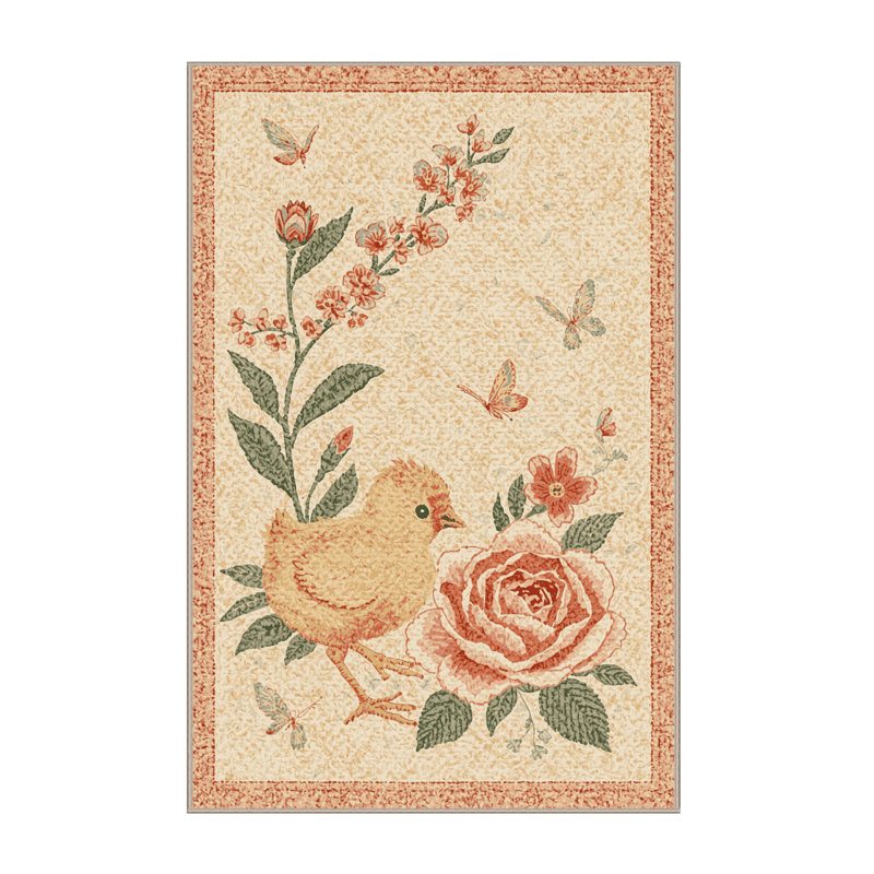 Soft Plush Eudy Easter Modern & Contemporary Abstract Area Rug in Beige – Beige Binding, 5x7