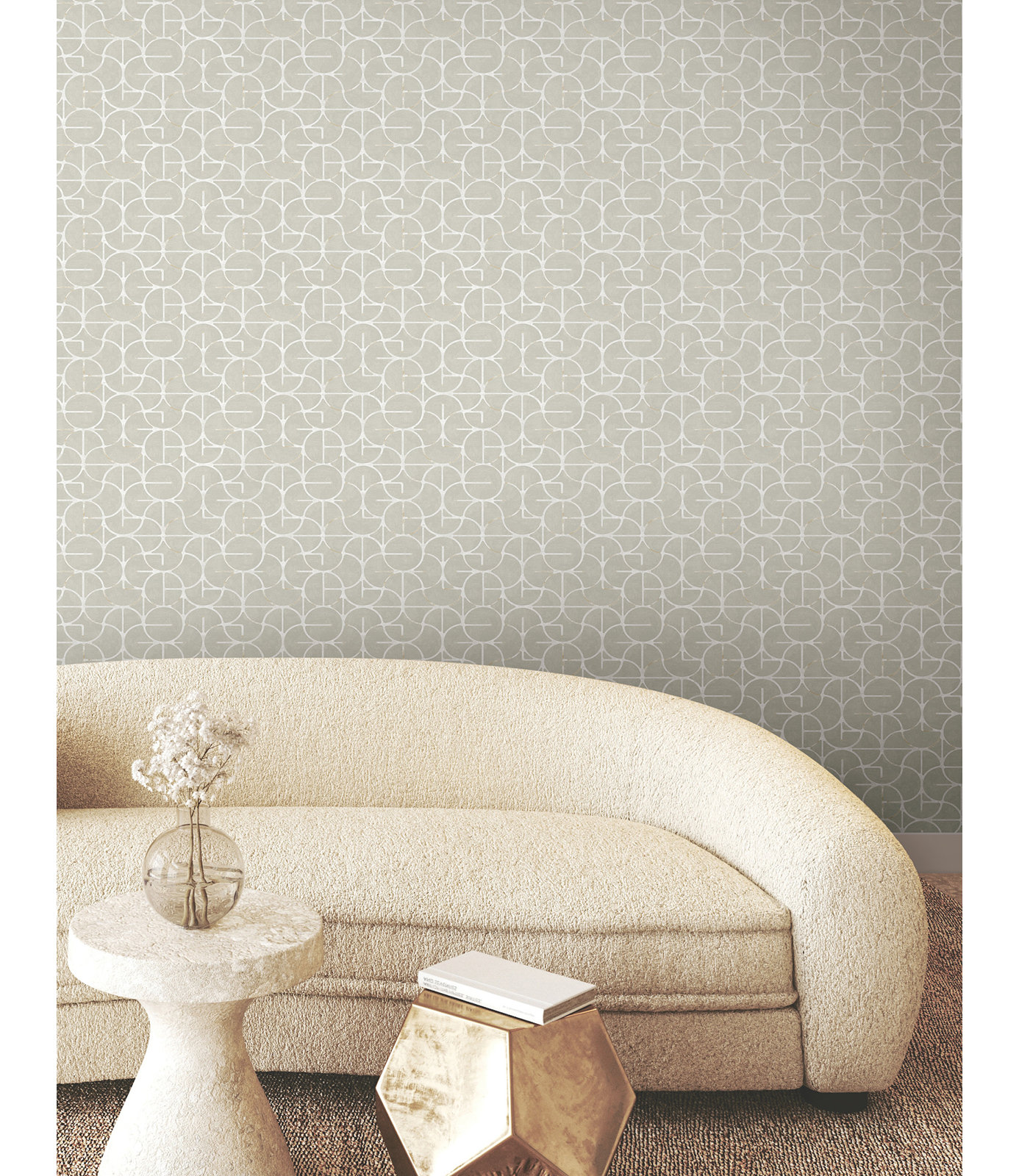 Teddy Wallpaper Double Roll, Gray/Silver