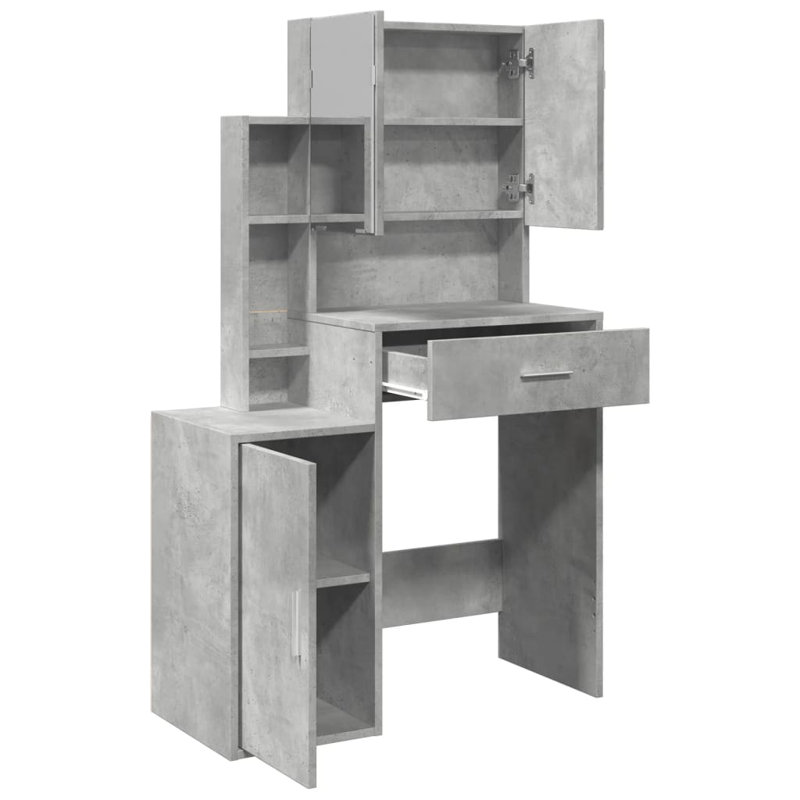 Dressing Table with Mirror, Concrete Grey