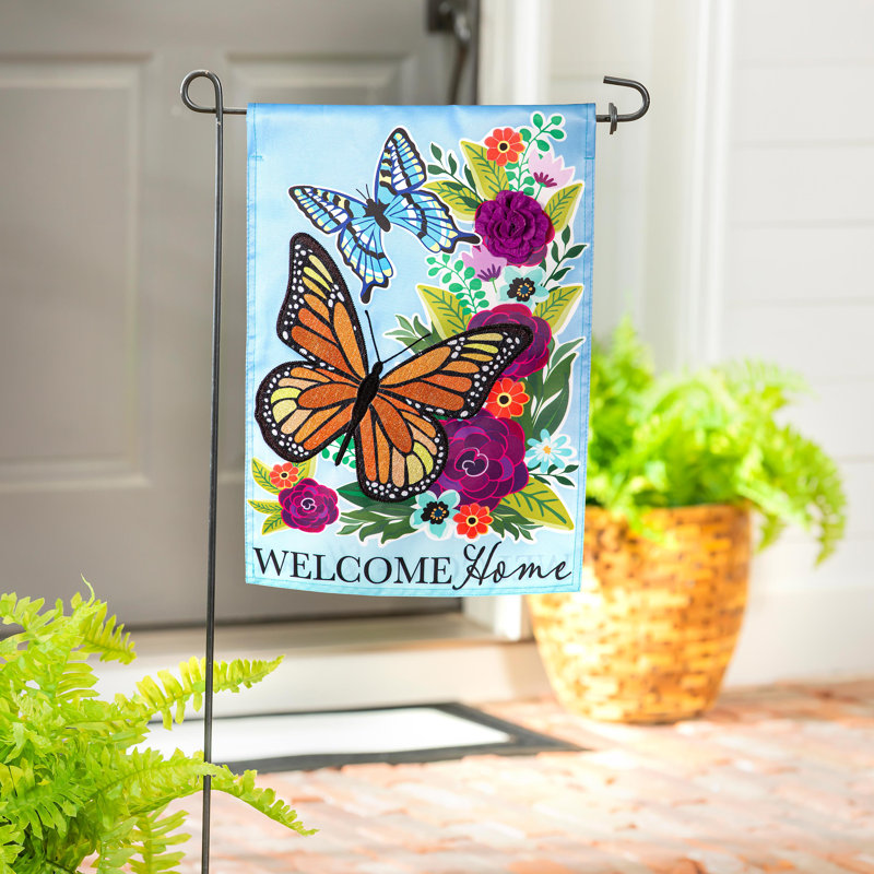 Drapeau de jardin Welcome Home Butterflies