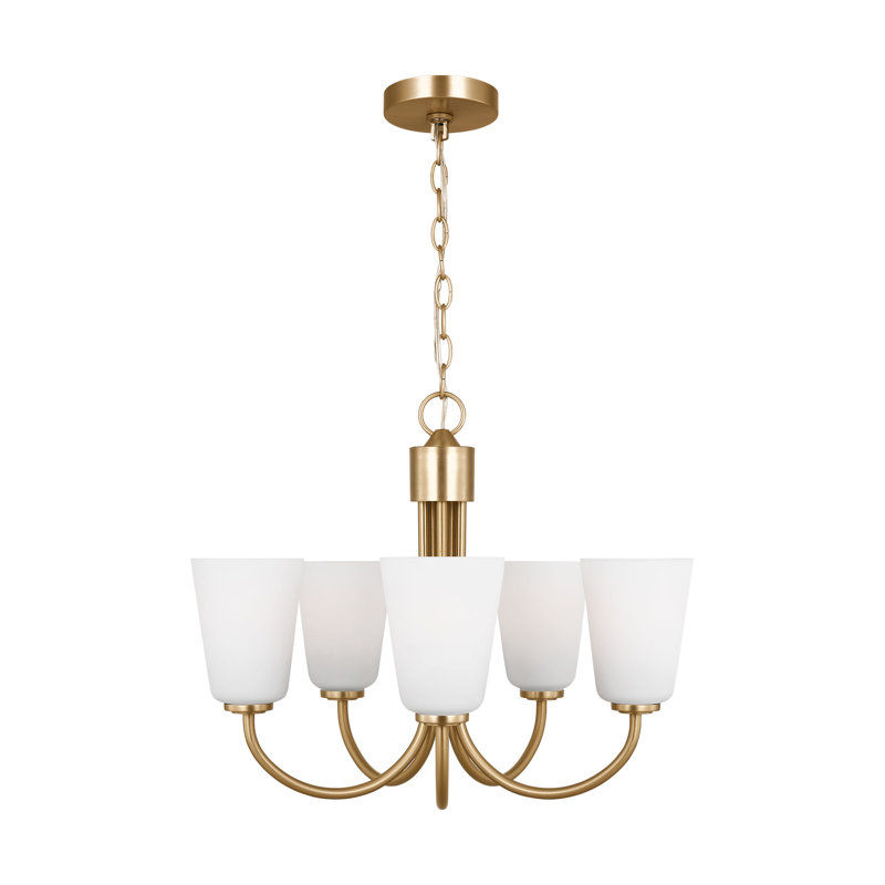 Miles Five Light Chandelier from Generation Lighting , 17.375" H x 21" W x 21" D, 5 Lights, Satin Brass