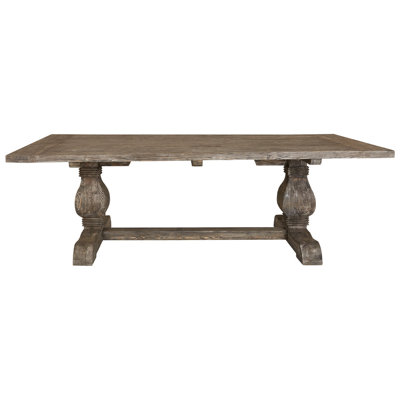 Gayton Pine Rectangular Wood Top Dining Table with Wood Base