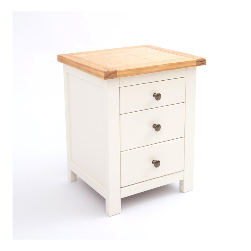 Genesee 45 cm W Bedside Table, White/Antique Brass