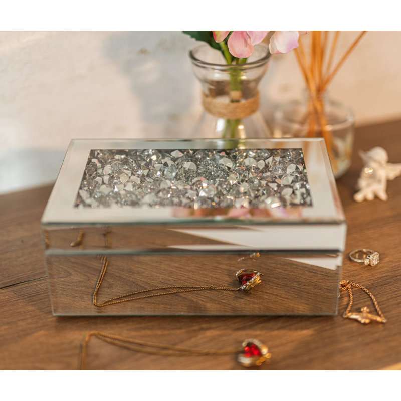 Glass Jewellery Box + Mirror