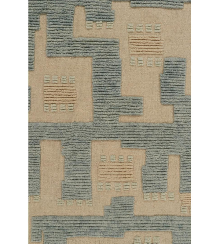 Scandinavian Hand Knotted Wool Geometric Area Rug, Rectangle 9' x 12'