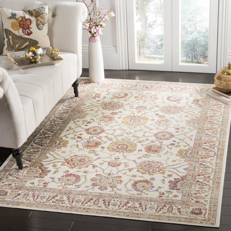 Enlow Sevilla Viscose Oriental Rug in White/Brown