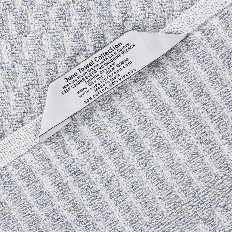 Ensemble de serviettes à bordure à carreaux en mélange de coton et viscose Juno, Ensemble de 12 serviettes, Bleu denim