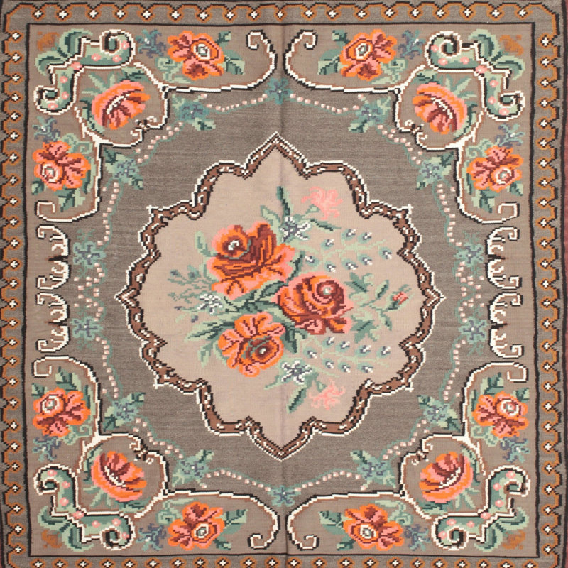Tapis traditionnel brun / orange / vert Simbula, Rectangle 2 pi x 5 pi