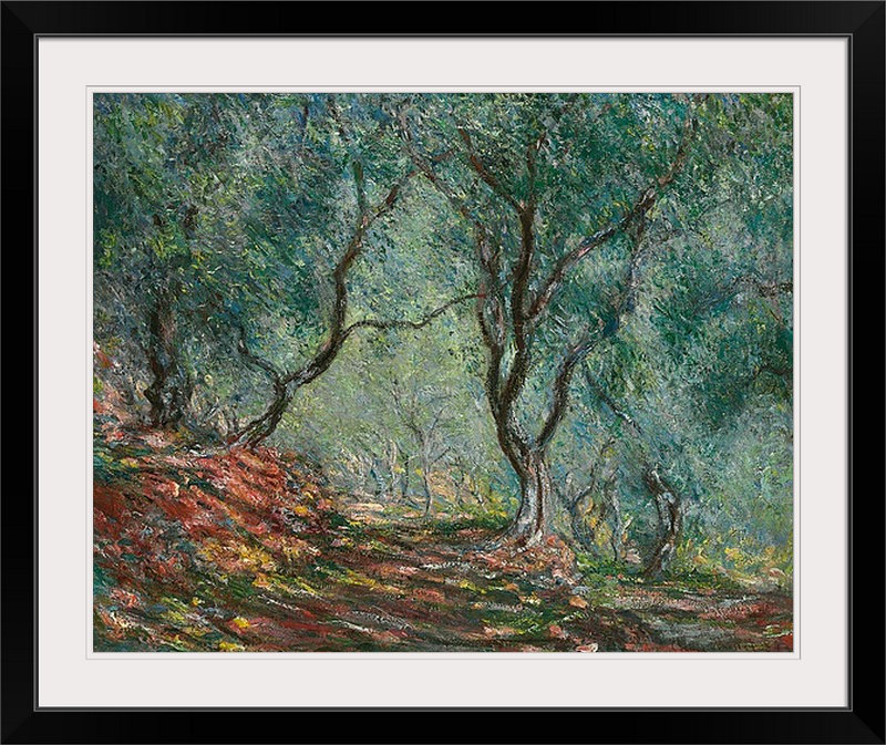 «Olive Trees in the Moreno Garden» par Claude Monet - reproduction d'art sur toile tendue, H 20 po x l 23 po x P 1 po