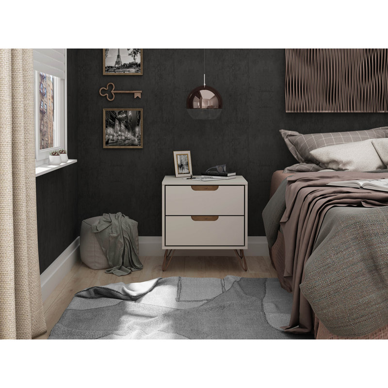Table de chevet 20 po (2 tiroirs), Blanc