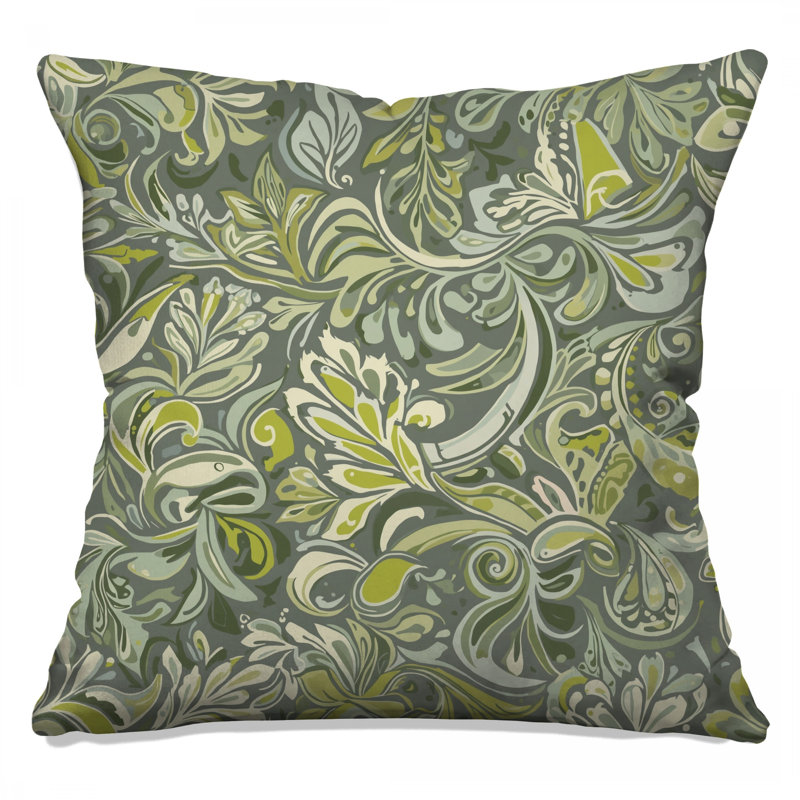 Coussins décoratifs vert à motif floral, 16 x 16 pouces
