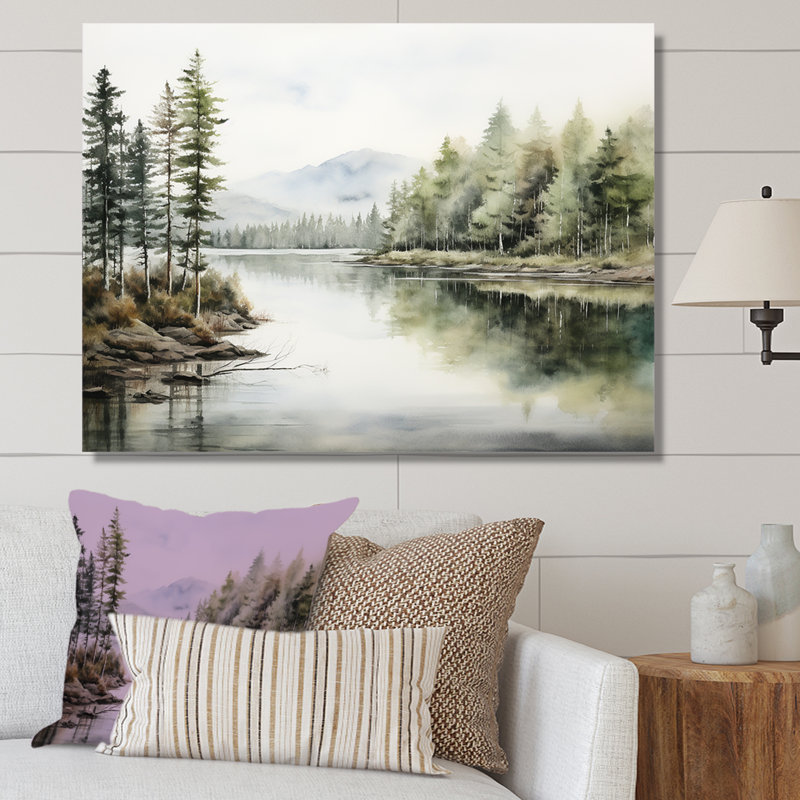Scandinavian Lake Tranquility sur impression sur toile, H 24 po x l 32 po x P 1 po, Toile tendue