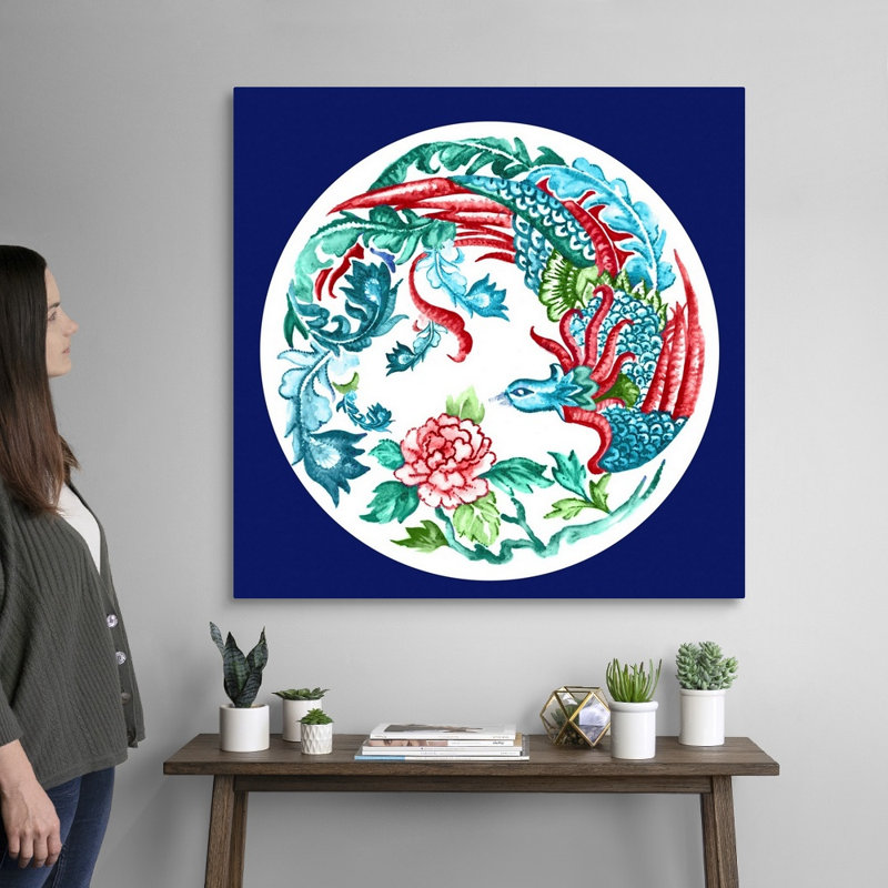 «Peacock in the Garden» par Eva Watts - reproduction d'art, H 36 po x l 36 po x P 1,25 po, Toile tendue