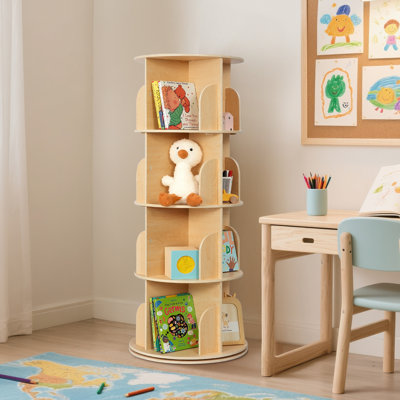 Rotating Bookshelf, Small Footprint, Large Capacity Corner Bookcase by Ebern Designs