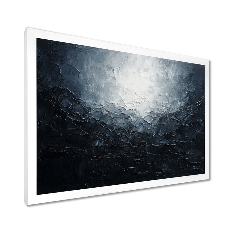 Luray Midnight Sky Abstract Storm - art mural ciel, H 30 po x l 40 po, Cadre simple, Blanc