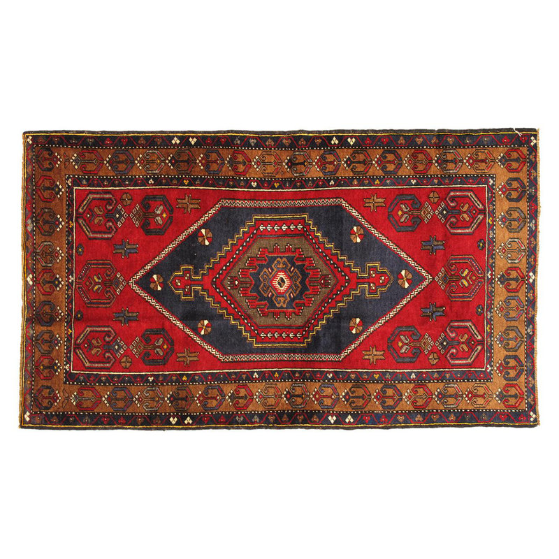 Canvello Vintage Anatolian Red Lamb's Wool Area Rug- 3'8" X 6'3"