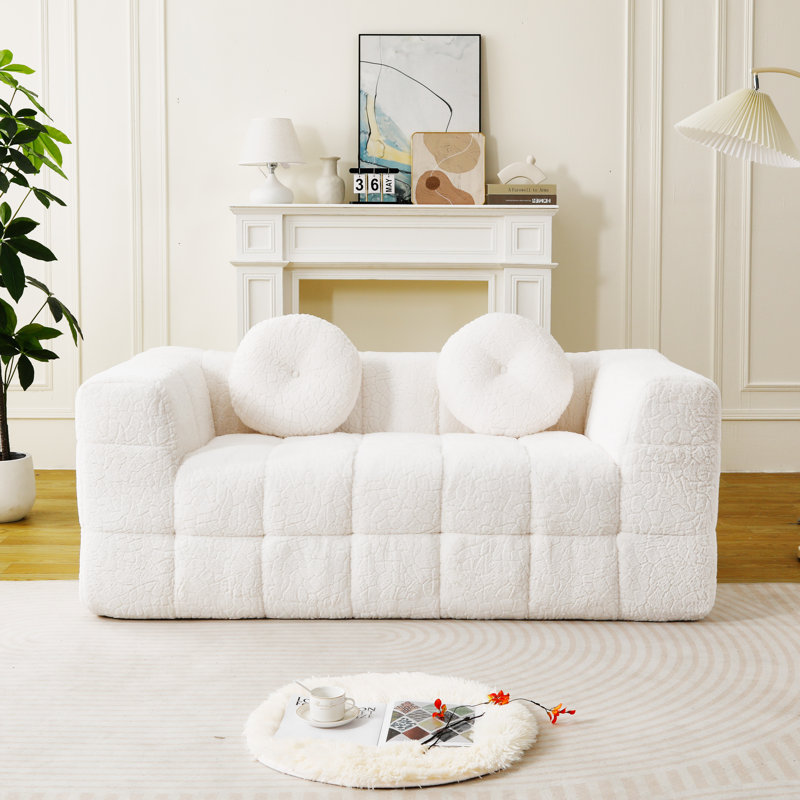 Canapé moderne Aomi Cloud, Beige, H 30 po x l 66,5 po x P 37,4 po