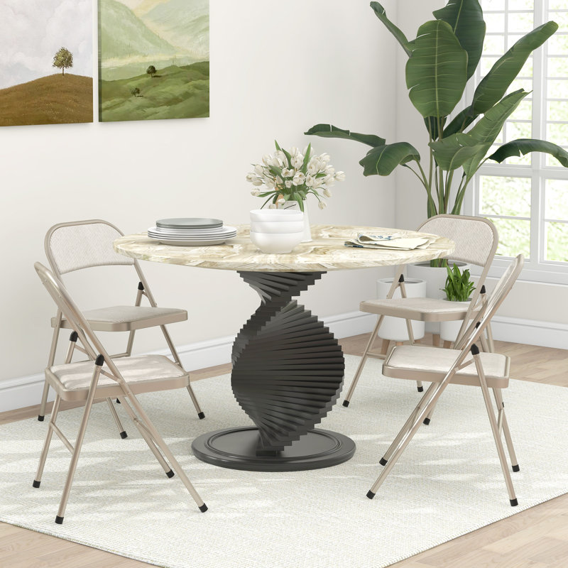 Chaises pliantes en métal avec coussin en lin beige