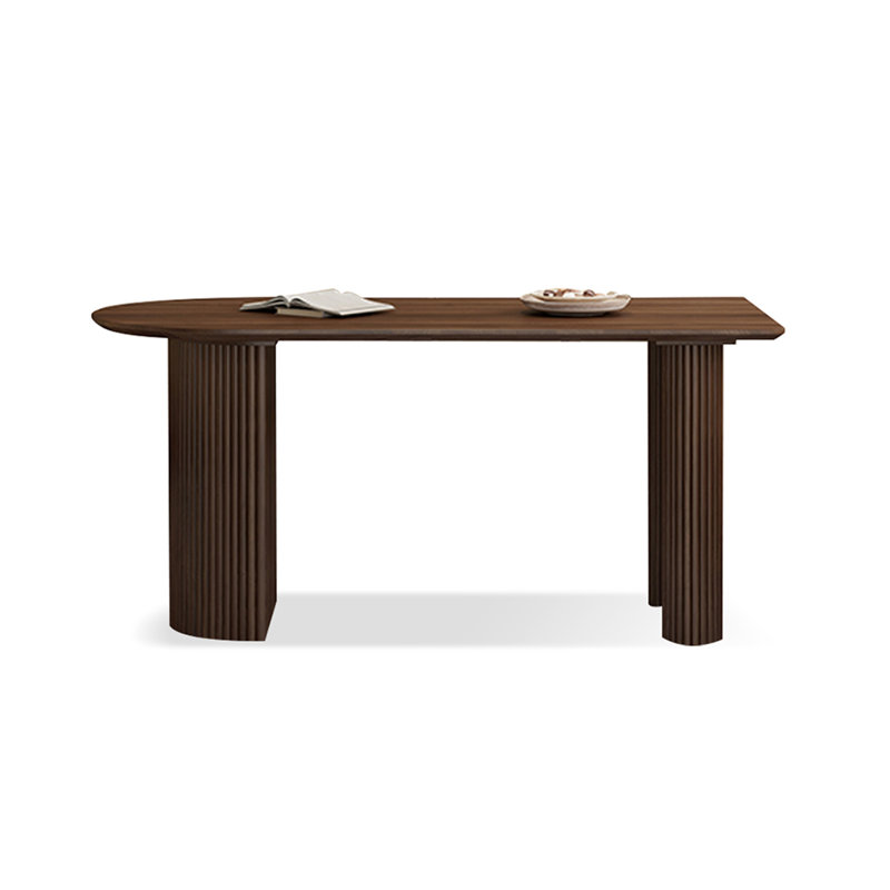 Table de salle à manger semi-ronde brune pour salle à manger / cuisine, H 29,53 po x L 70,87 po x l 31,5 po