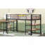 Lit mezzanine simple en métal avec bureau et tablettes, noir-119382861