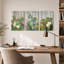 Ensemble de 3 toiles de cactus prickly avec fleurs blanches et fruits mauves-134006535
