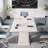 55" White Conference Table, Rectangle Small Meeting Table Seminar Table for 4-6 People