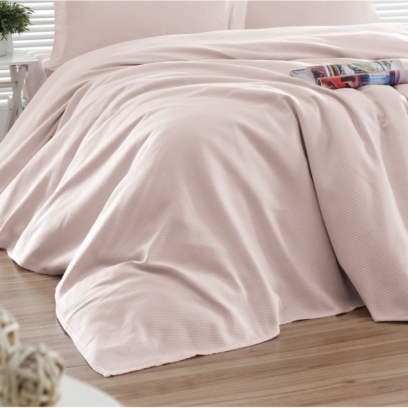 Couvre-lit / couvre-lit 100% coton Lamarr, Rose, Couvre-lit 79 po x 91 po