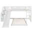 Lit simple superposé au dessus d'un lit blanc avec escalier sécuritaire et glissade amusante - Structure fonctionnelle avec tiroirs d'escalade