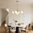 5- Light Modern Gold Sputnik Chandelier With White Glass Globe Shade For Kitchen Island Dining Room Living Room-704018609